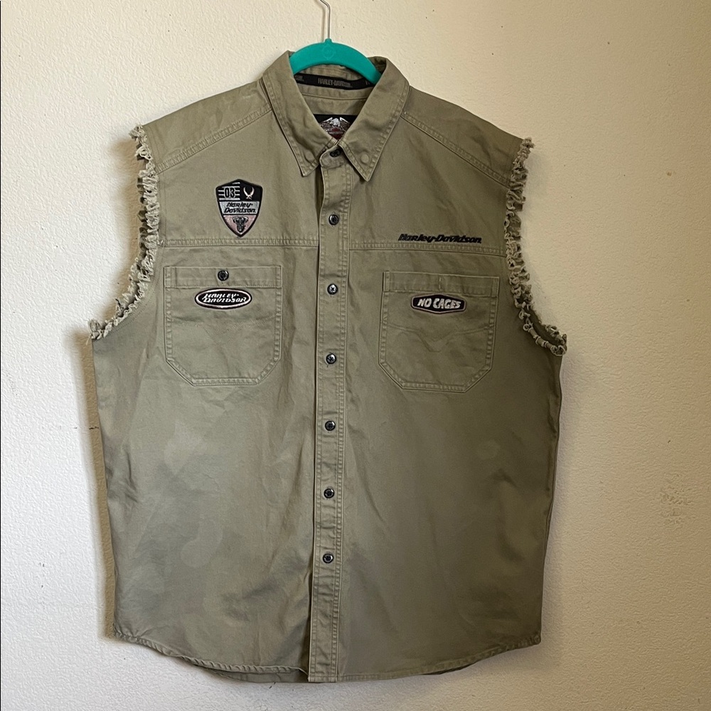 Harley Davidson men’s distressed Jean shirt vest XL
